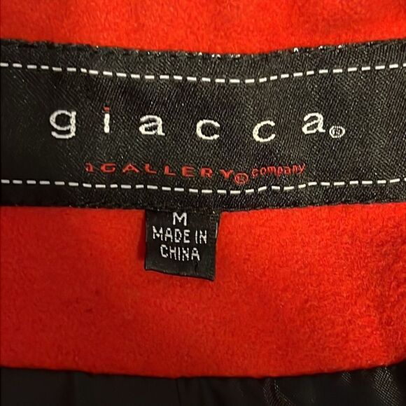 Giacca Red Wool Blend Double‎ Breasted Pea Coat Size M - Picture 11 of 13